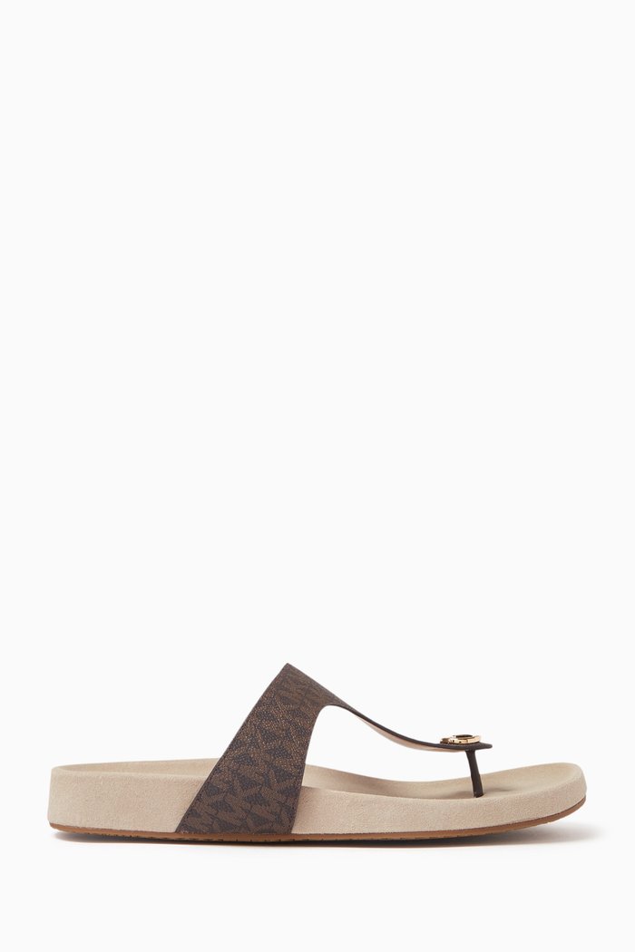 

Lucinda T-bar Sandals in Monogram Canvas, Brown