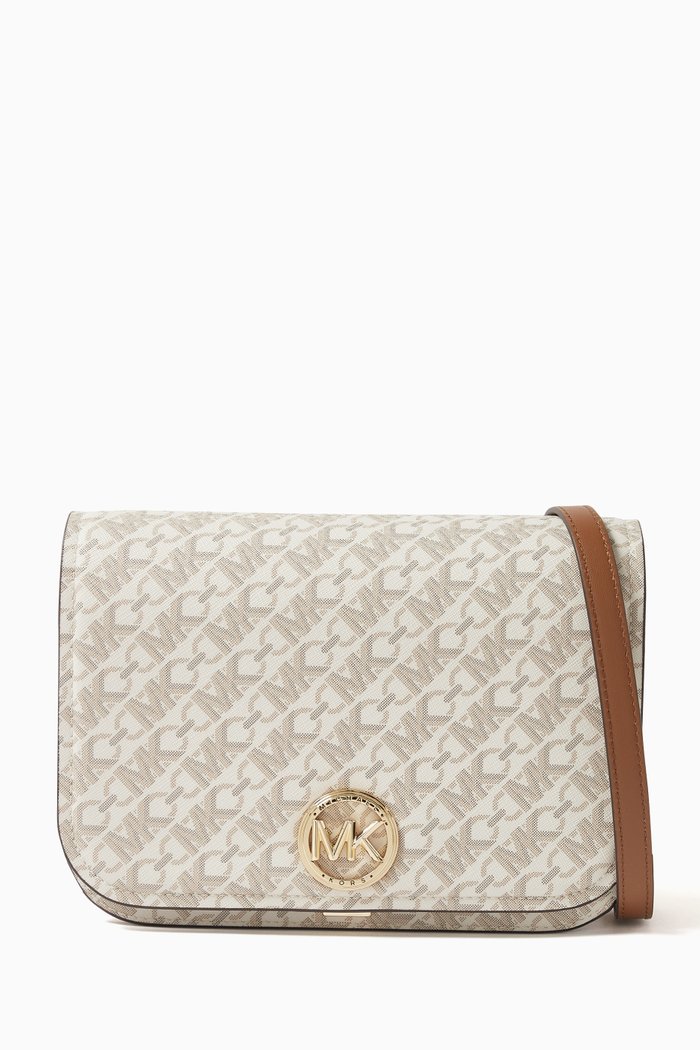 Medium Delancey Messenger Bag in Coated Canvas, Neutral