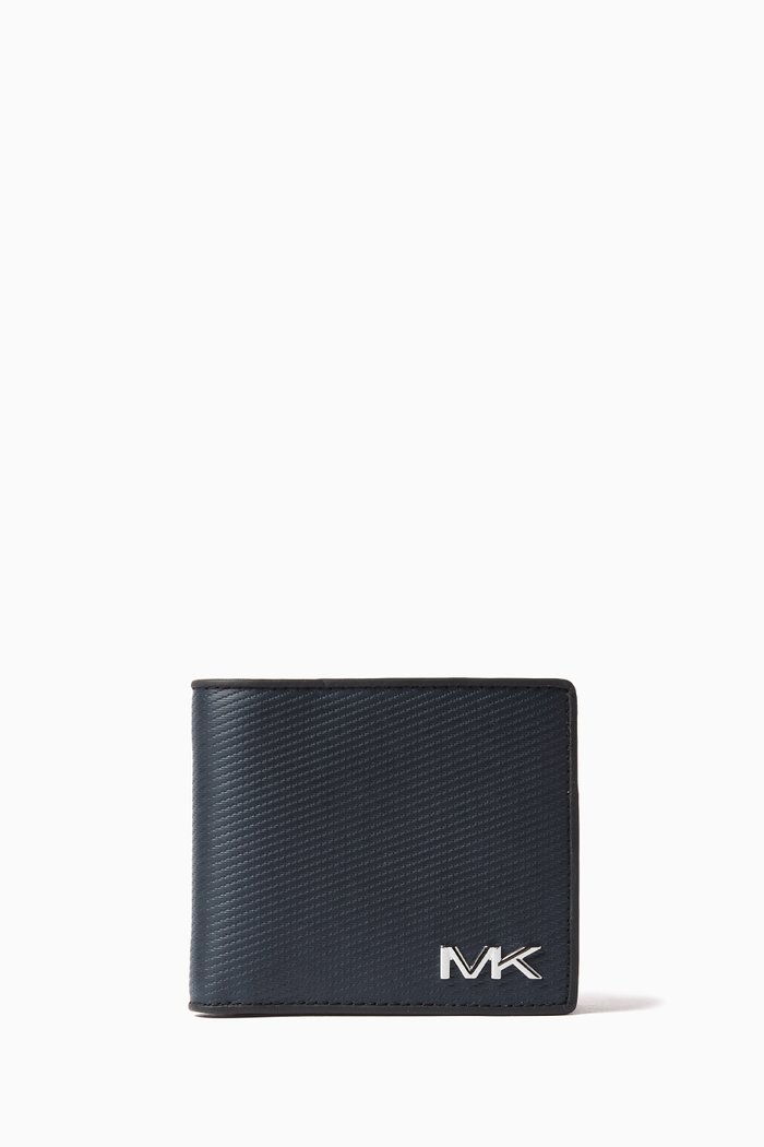 Varick Billfold Wallet in Leather, Blue
