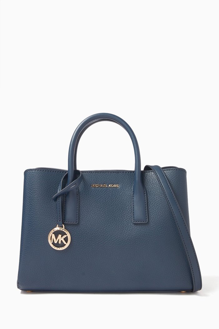 

Small Ruthie Satchel Bag in Leather, Blue