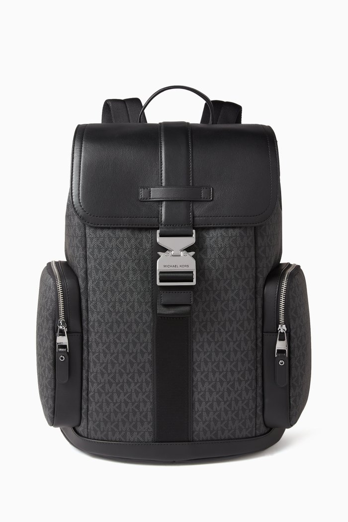 

Hudson Signature Logo Cargo Backpack in Leather, Black