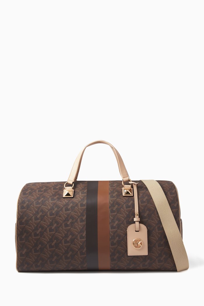 XL Weekender Bag in Coated Canvas, Brown
