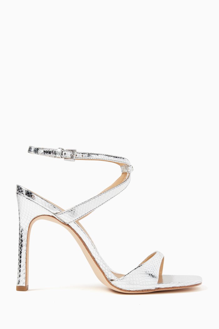 

Amara 105 Sandals in Snake-embossed Leather, Silver