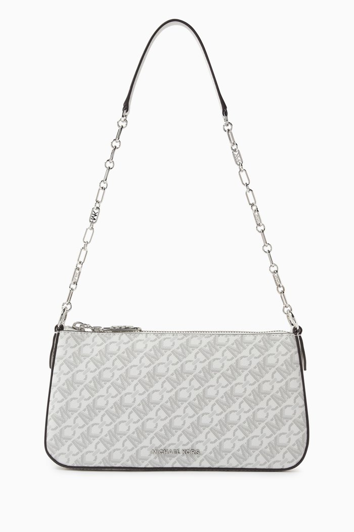 

Medium Empire Chain-link Pochette Bag in Canvas, Neutral