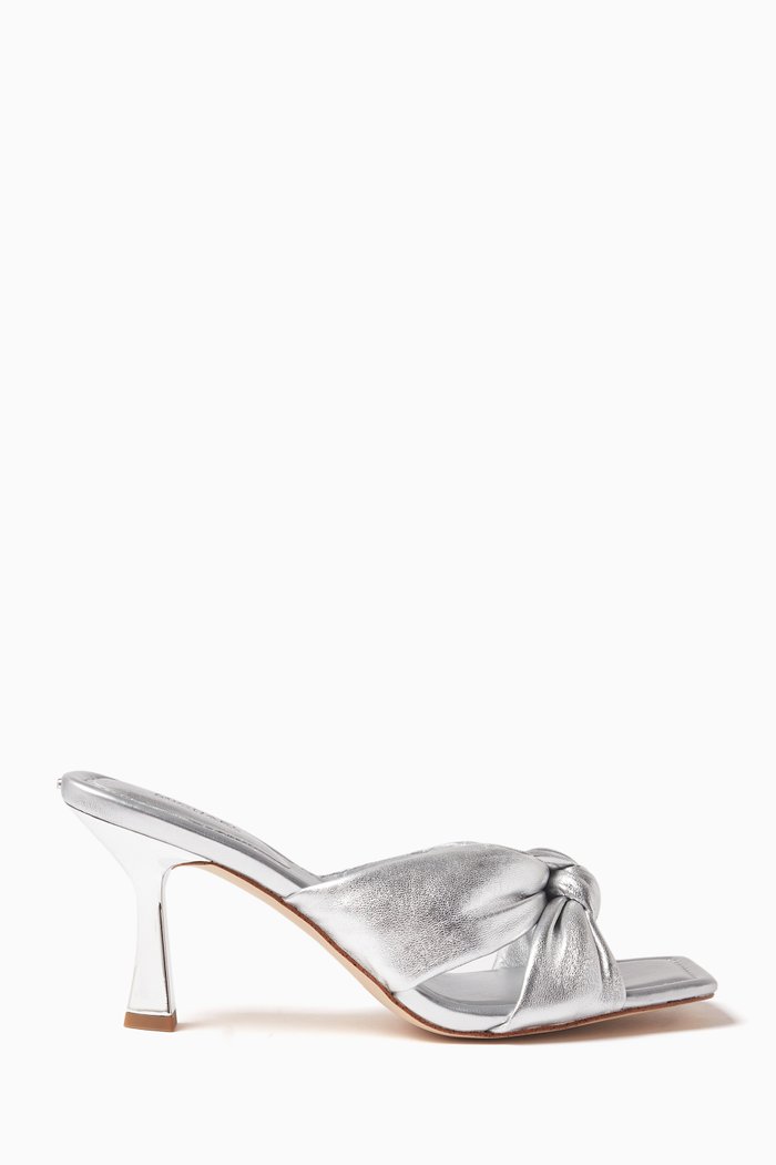 

Elena 76 Bow Sandals in Leather, Silver