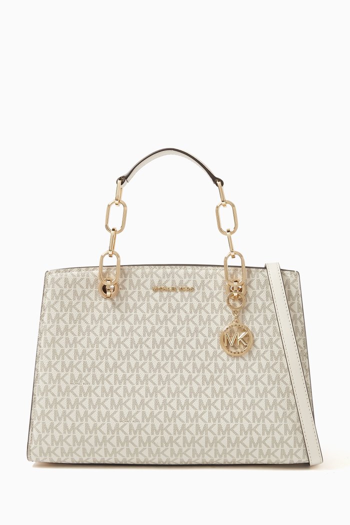 

Medium Cynthia Tote Bag in Calf Leather, Neutral