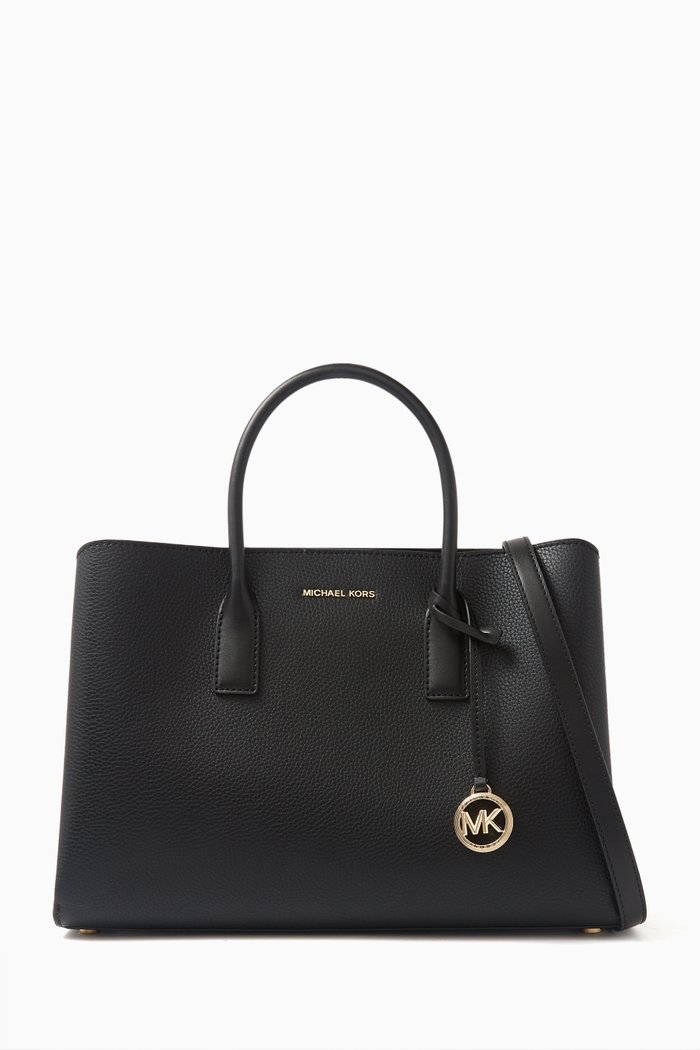 

Large Ruthie Satchel Bag in Pebbled Leather, Black