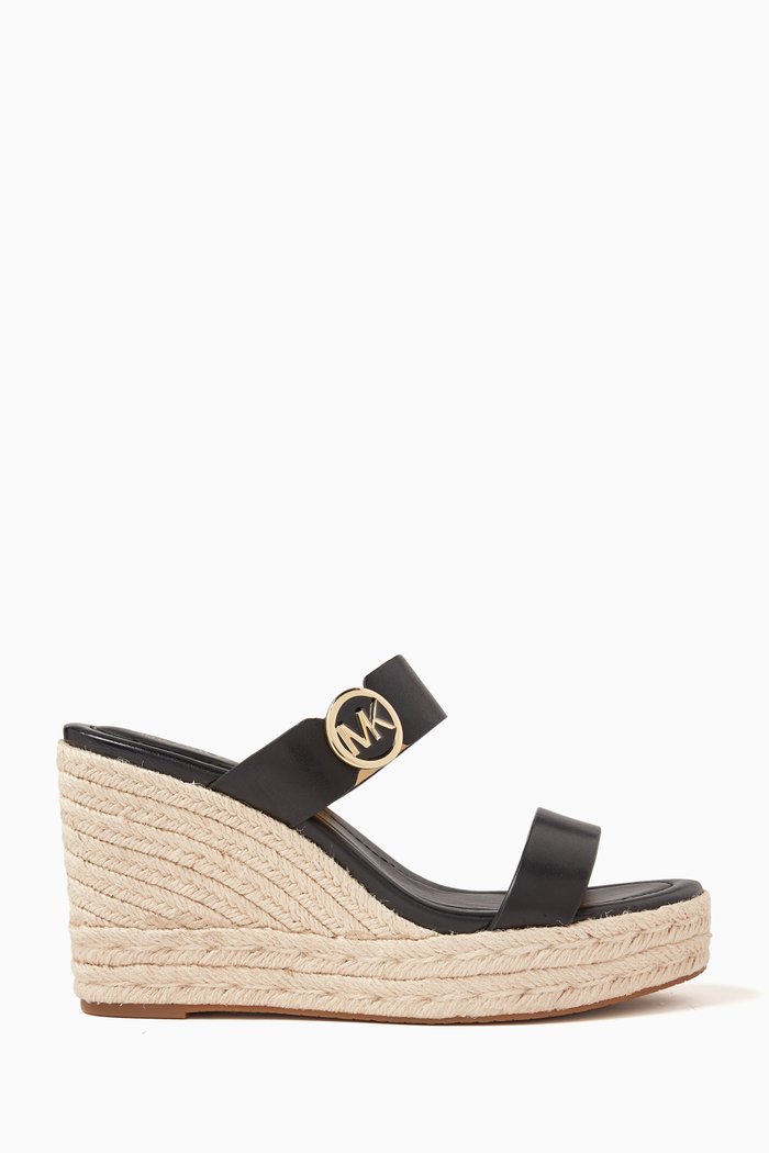 

Lucinda 100 Wedge Sandals in Leather, Black