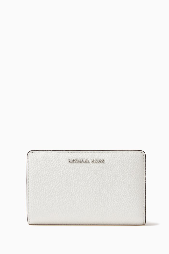 

Medium Snap Wallet in Pebbled Leather, White