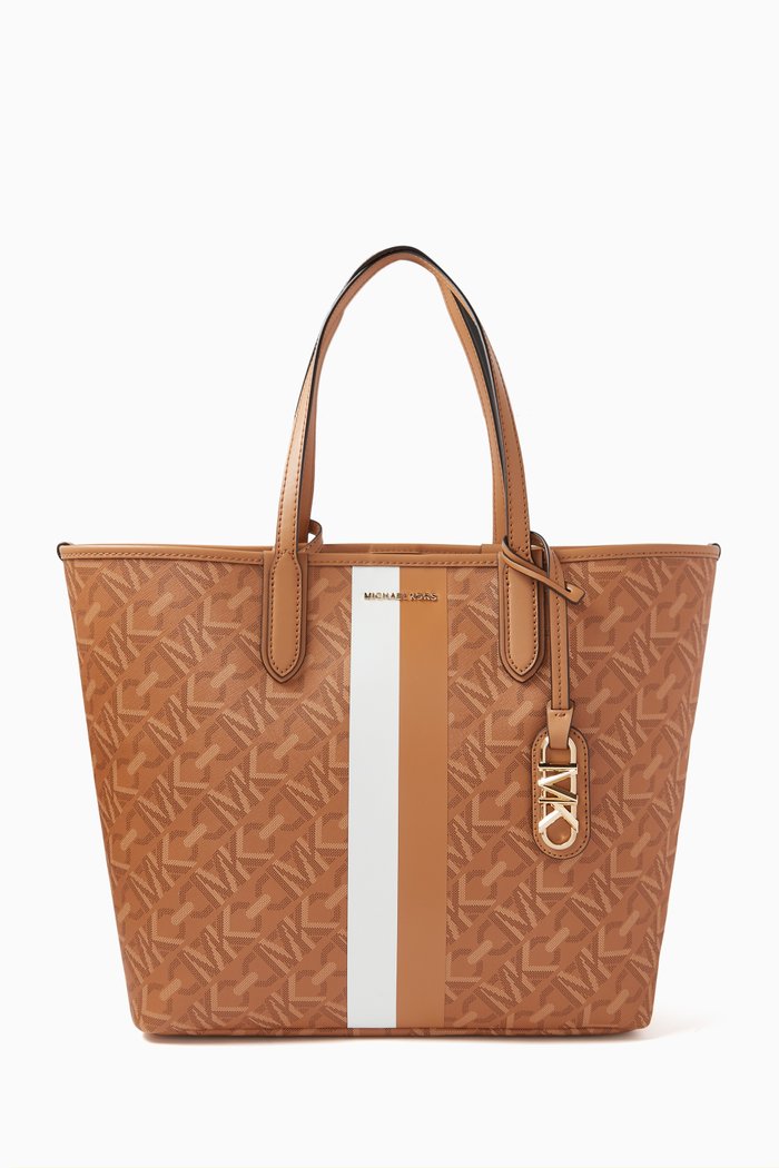 

Large Eliza Tote Bag in Coated Canvas, Brown