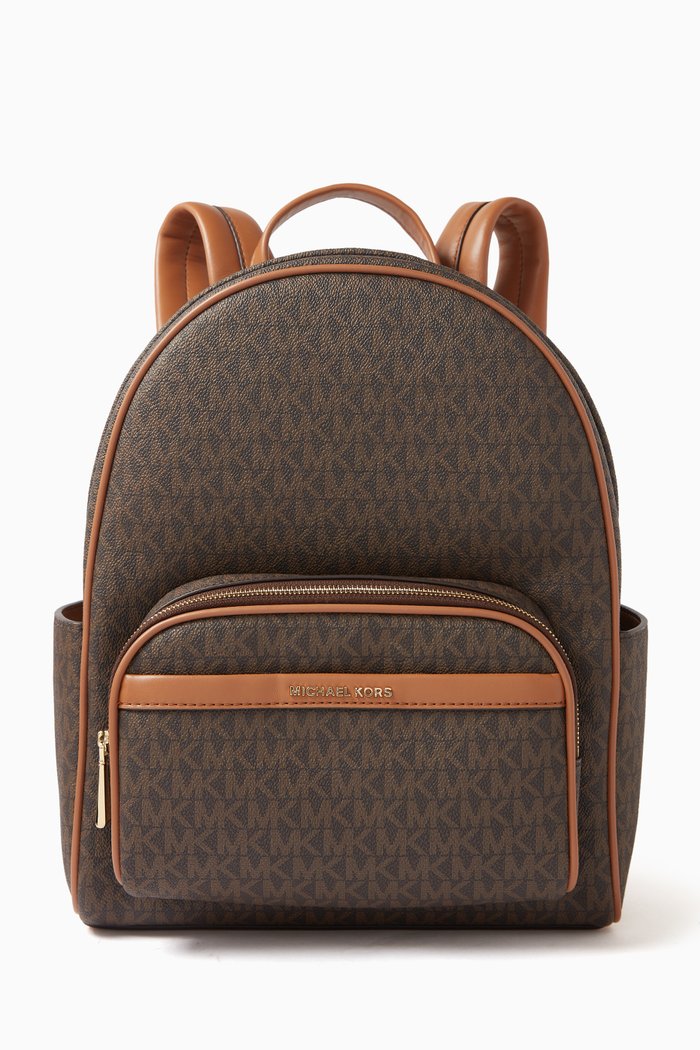Bex Logo Packpack in Faux Leather, Brown