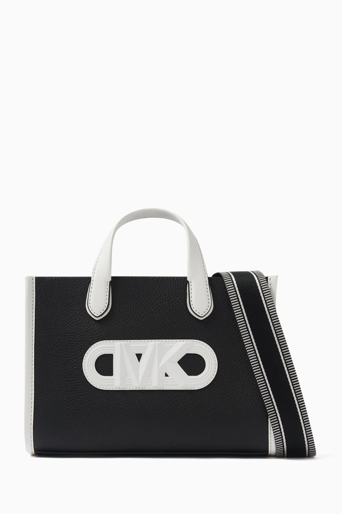 

Small Gigi Embossed Messenger Bag in Leather, Black