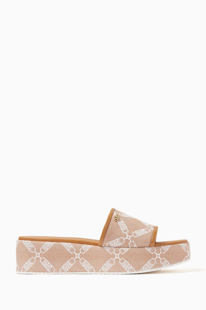 Ember Platform Sandals in Logo Jacquard, Brown