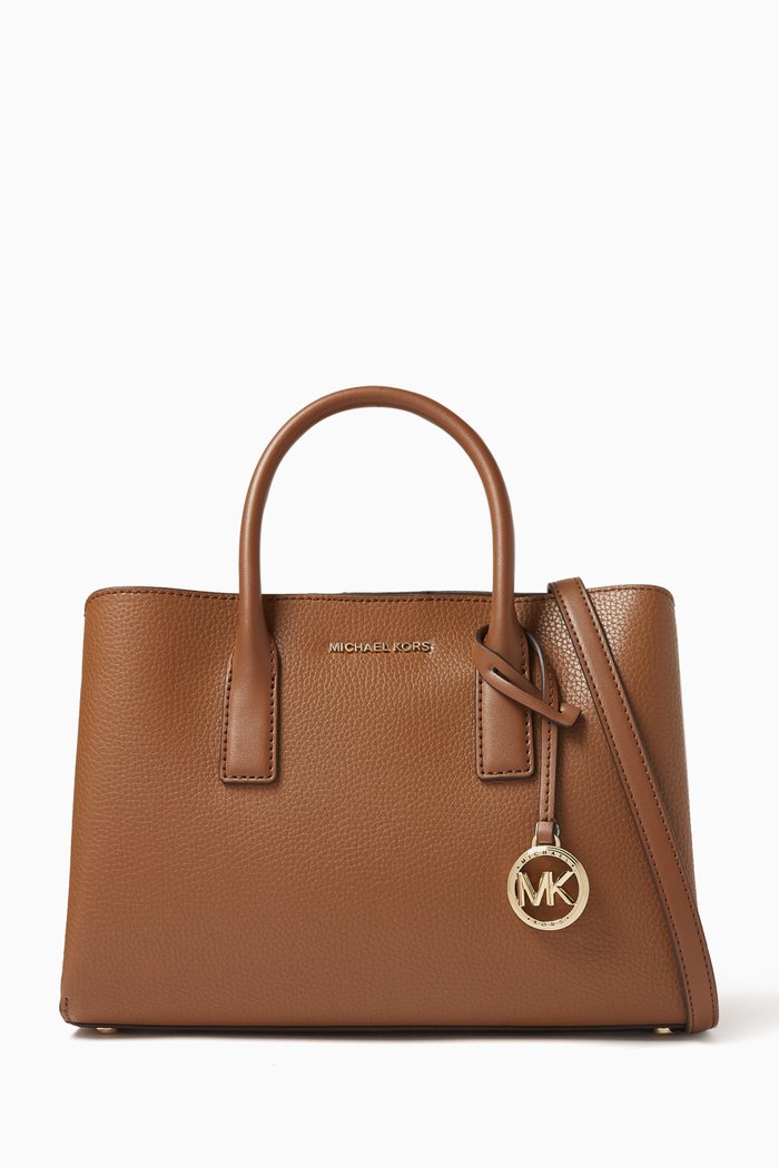 

Small Ruthie Satchel Bag in Leather, Brown