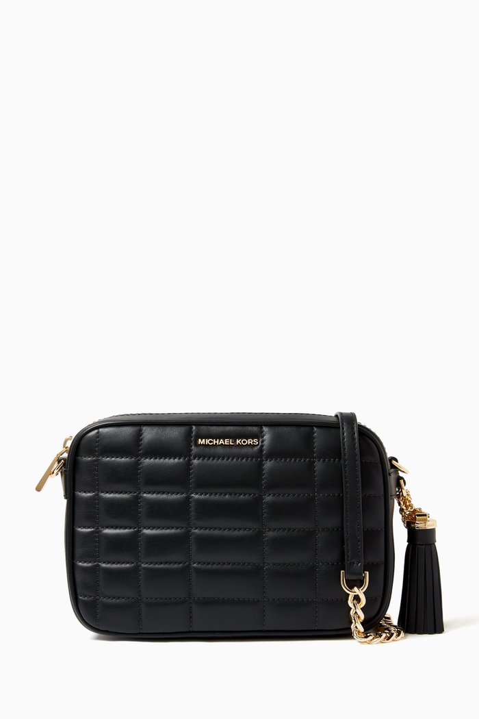 

Medium Jet Set Quilted Crossbody Bag in Leather, Black
