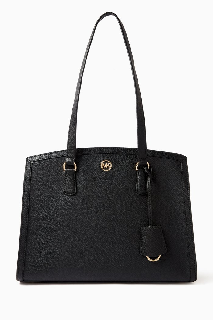 

Medium Chantal Zip Messenger Bag in Leather, Black