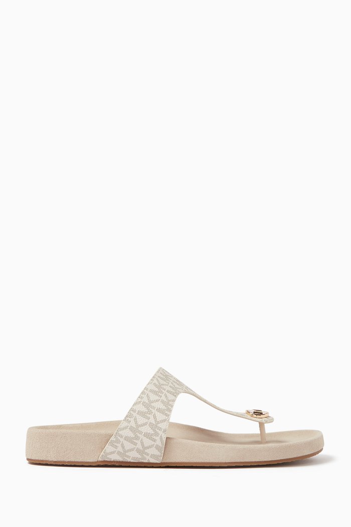 

Lucinda T-bar Sandals in Monogram Canvas, Neutral