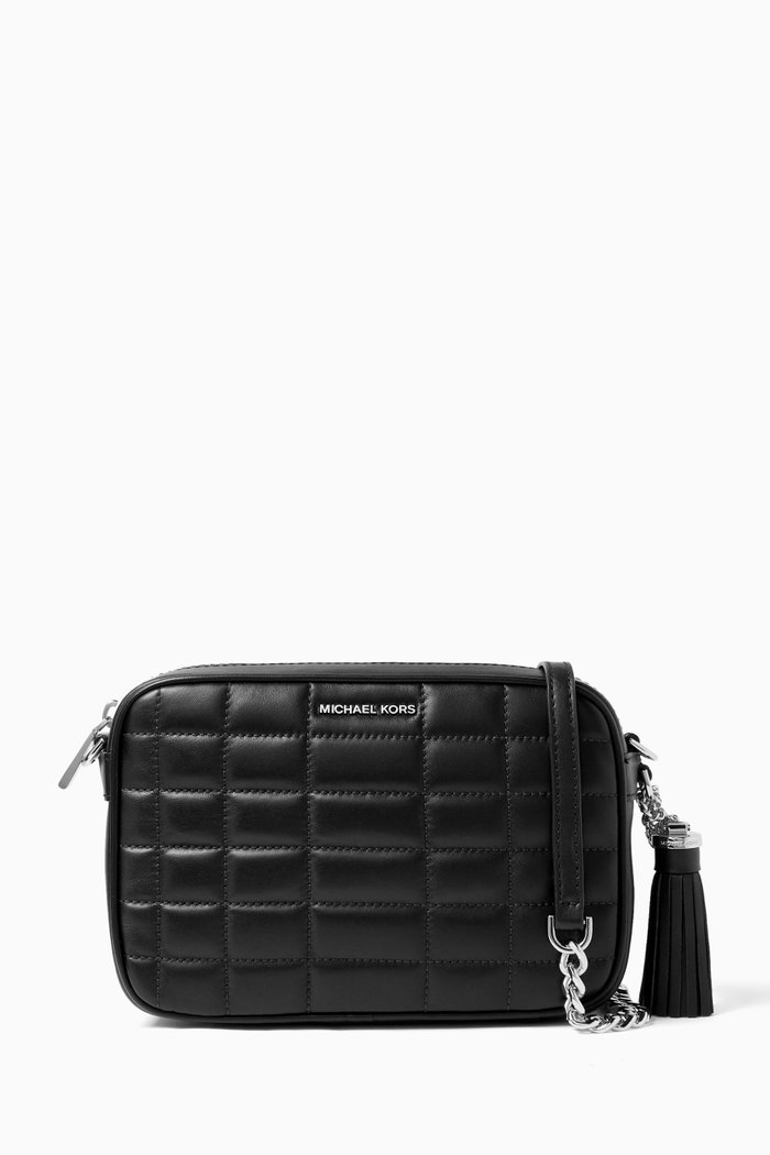 

Medium Jet Set Quilted Crossbody Bag in Leather, Black