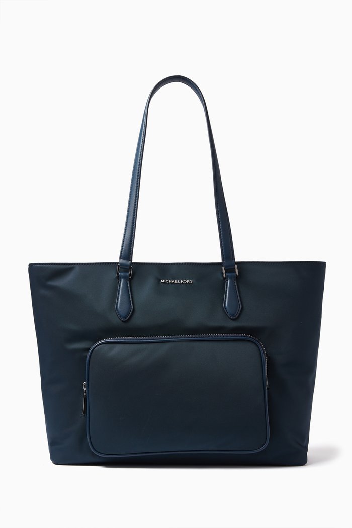 Large Cargo Pocket Tote Bag in Nylon, Blue