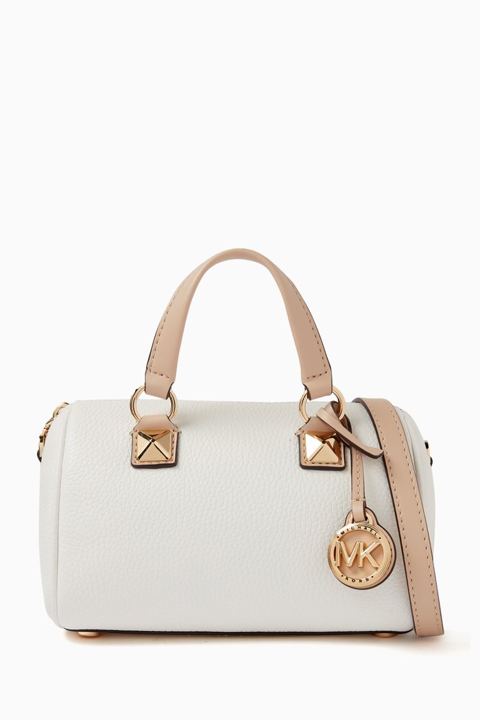 

Small Grayson Duffle Bag in Leather, White