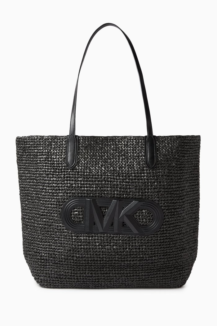 

Eliza Extra-Large Empire Tote bag in Raffia, Black