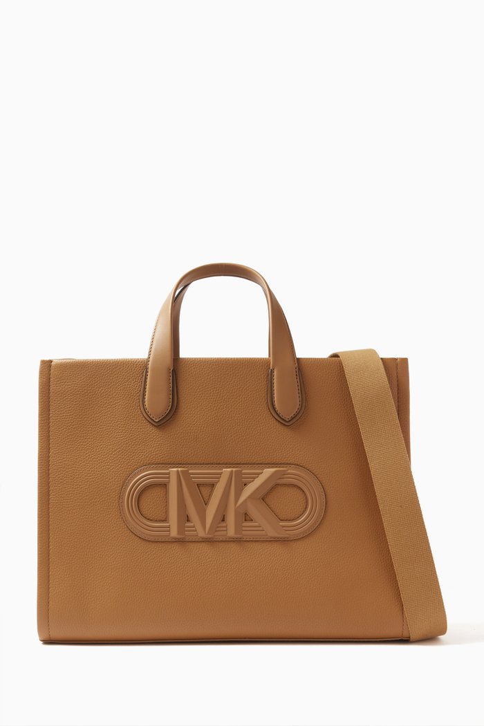 

Large Gigi Embossed Tote Bag in Leather, Brown