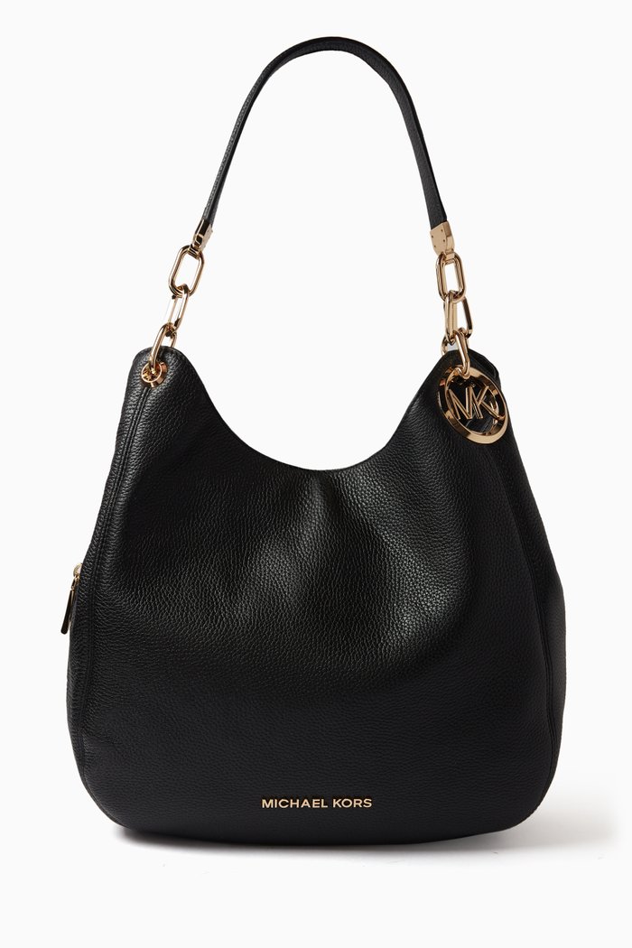 

Large Lillie Shoulder Bag in Pebbled Leather, Black