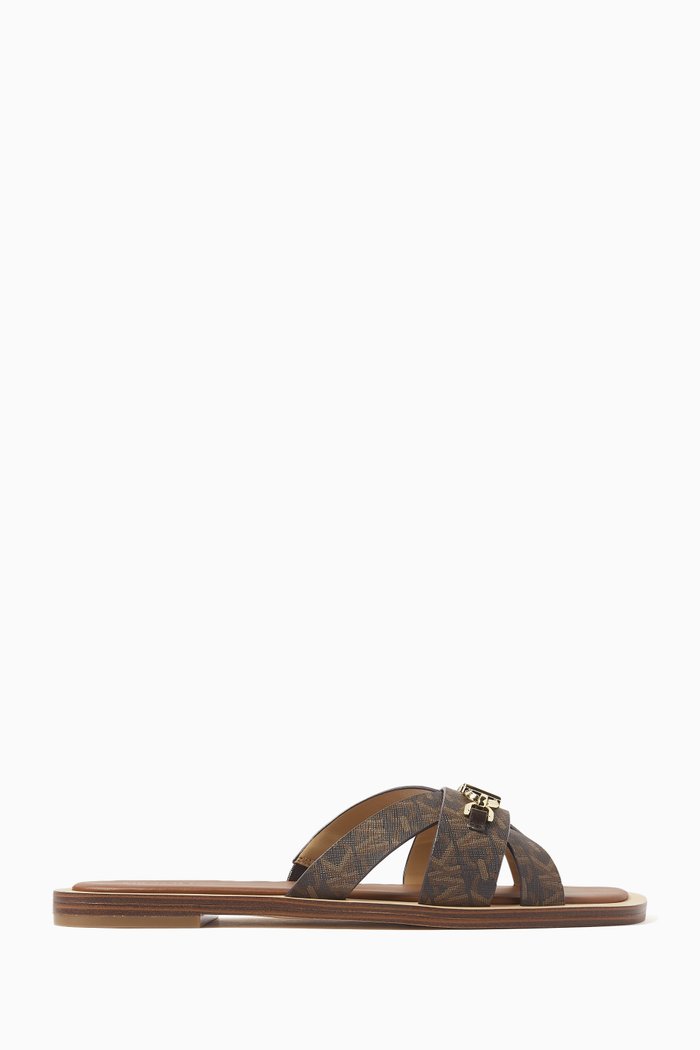 

Tiffanie Empire Signature Logo Sandals in Canvas, Brown