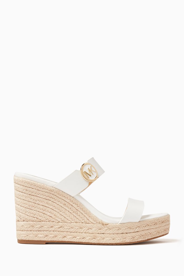 Lucinda 100 Wedge Sandals in Leather, White