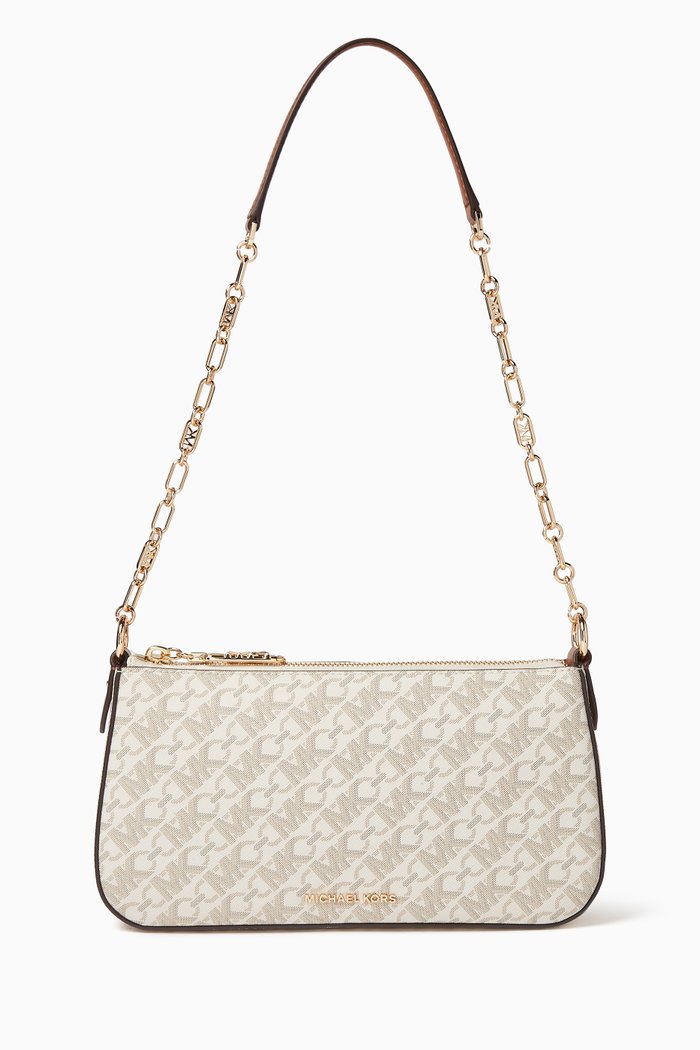 

Medium Empire Chain Pochette Bag in Logo Canvas, Neutral