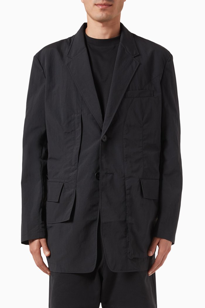 

Relaxed Blazer in Crinkle Nylon, Black