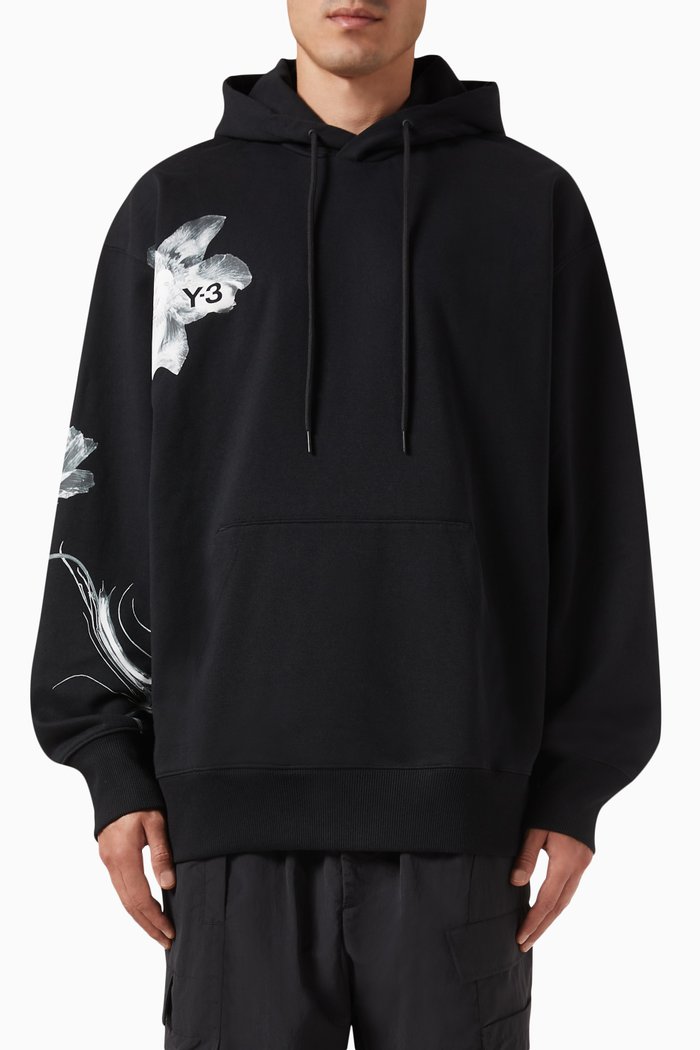 

Graphic Hoodie in French Terry, Black