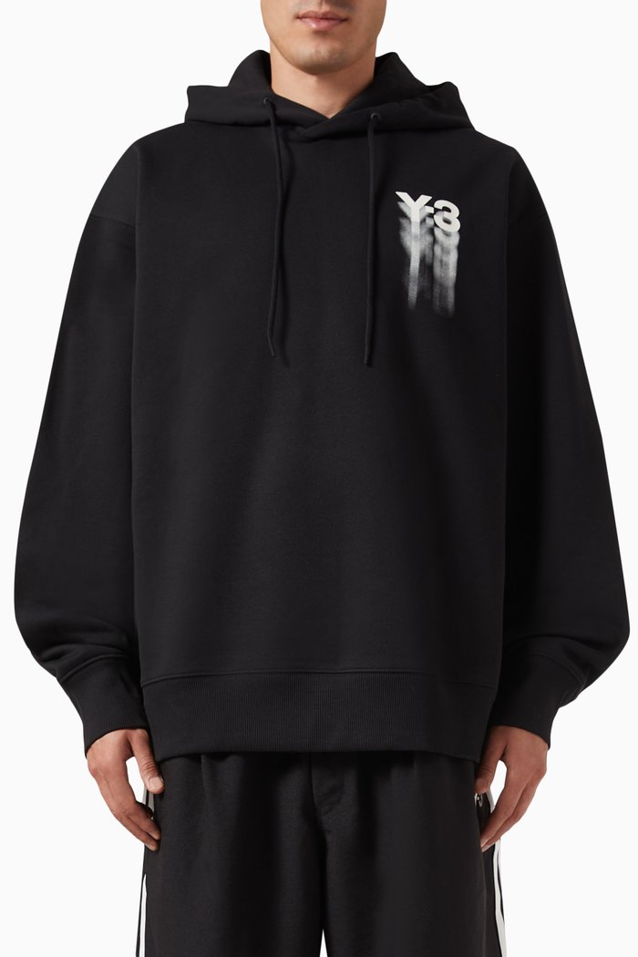 

Graphic Hoodie in Cotton Terry, Black