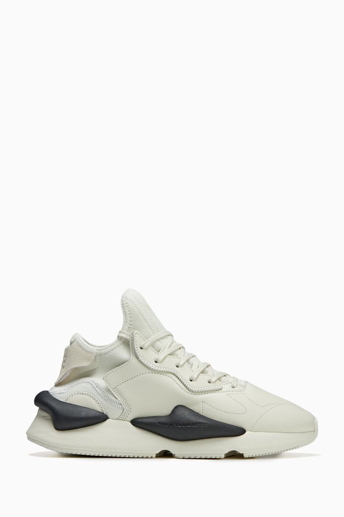 Y-3 Kaiwa Sneakers in Leather & Neoprene, Neutral