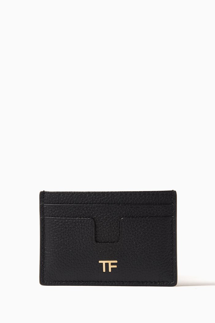 Logo-plaque Cardholder in Leather, Black