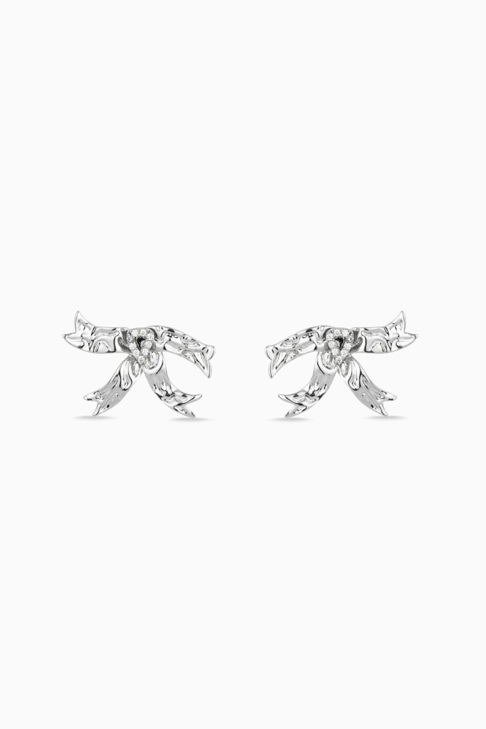 

Solange Crystal Bow Studs in Recycled Silver