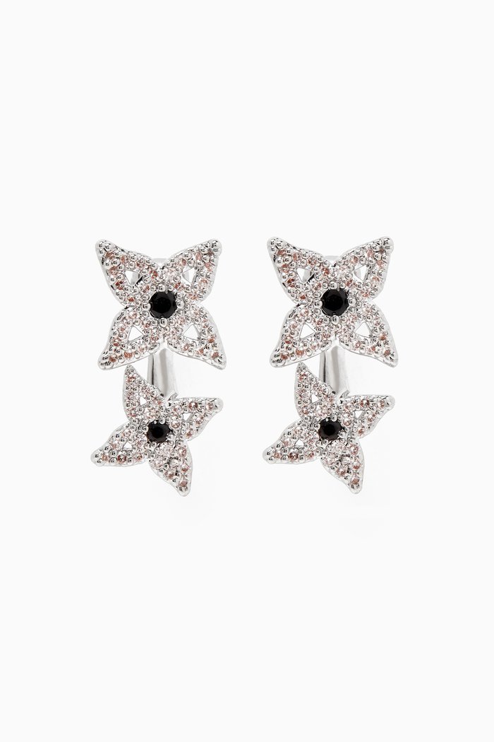 

Starboy Crystal Earrings in Recycled Silver, Black