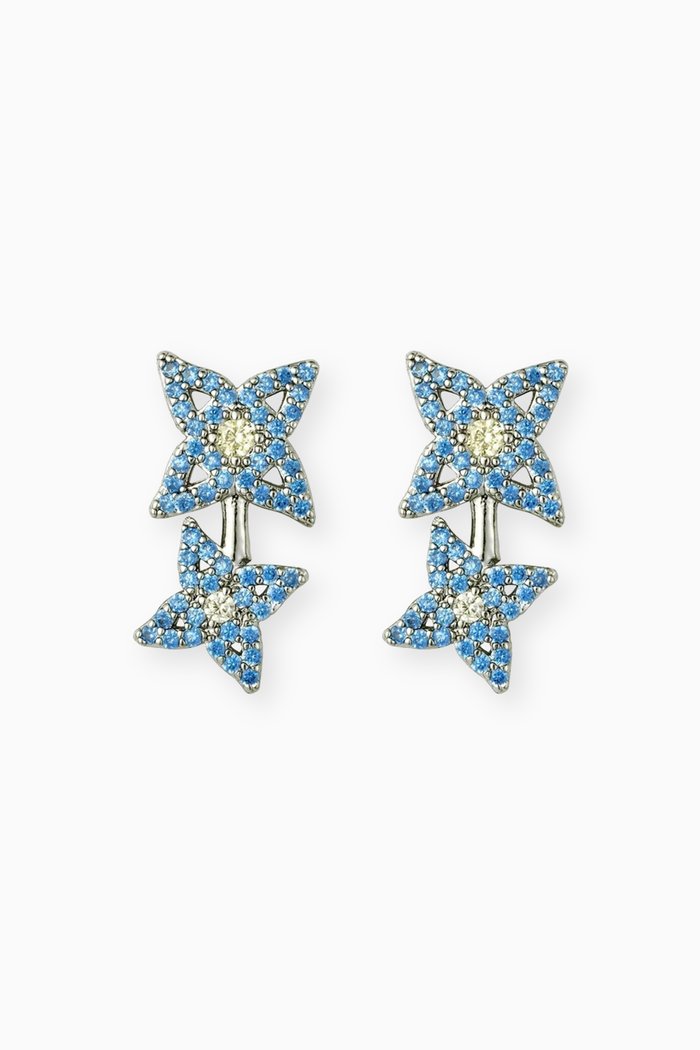 Starboy Crystal Earrings in Recycled Silver, Blue