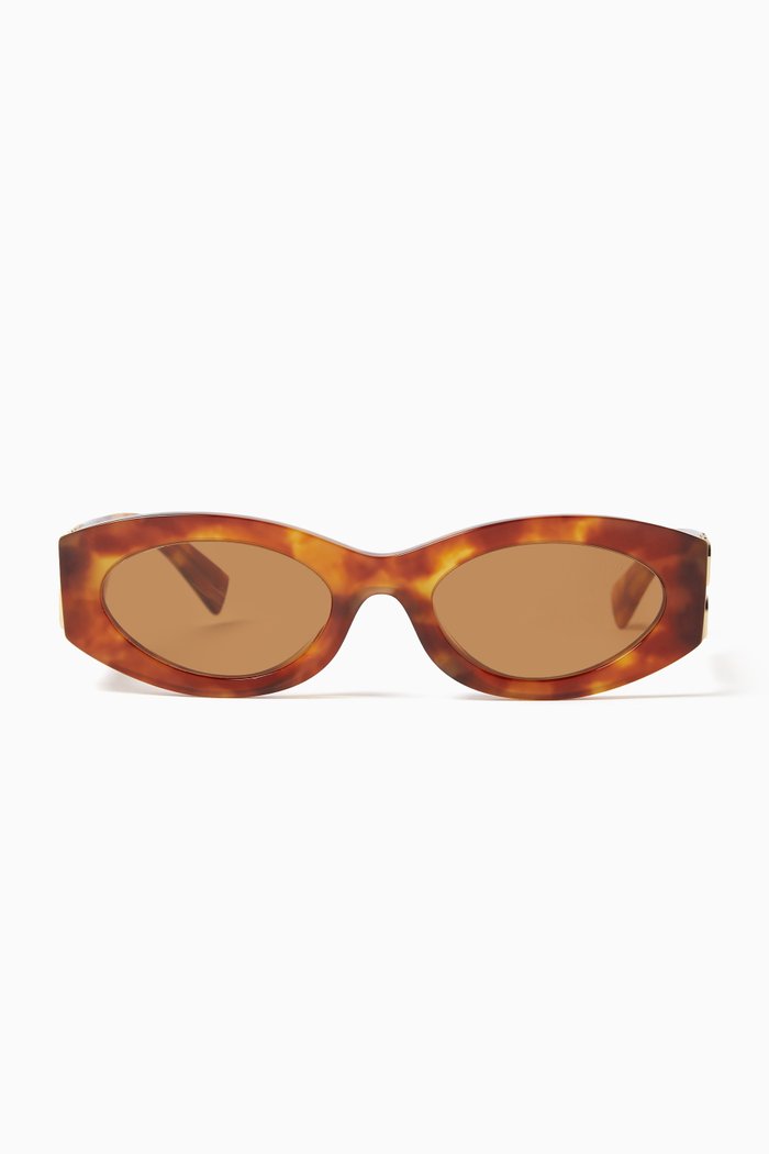 

Logo Havana Oval Sunglasses in Acetate, Brown