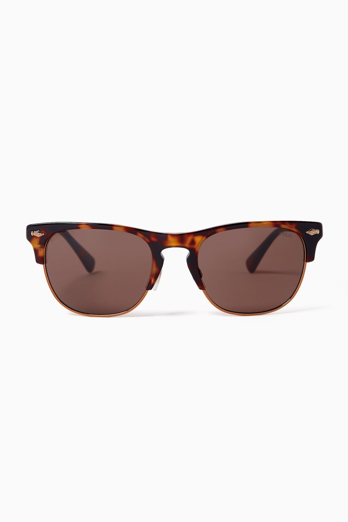 

Angular Sunglasses in Acetate & Metal, Brown