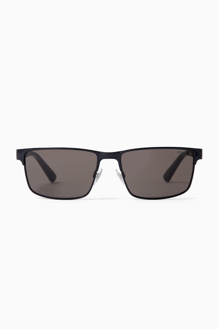 

Rectangle Sunglasses in Metal, Black