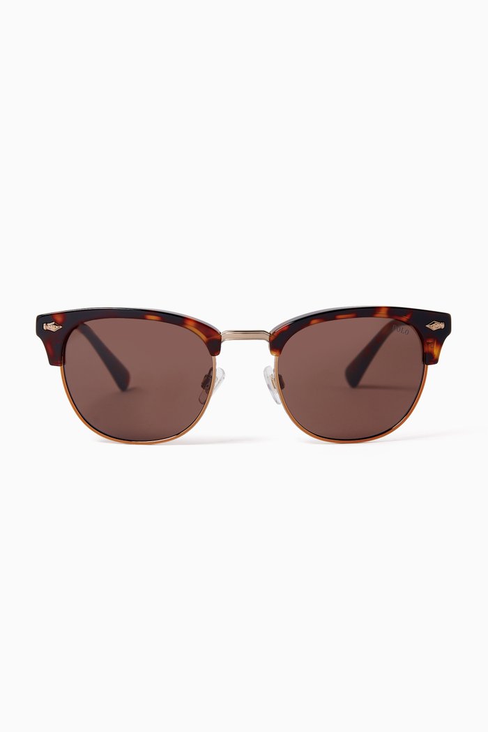 

Square Sunglasses in Acetate & Metal, Brown