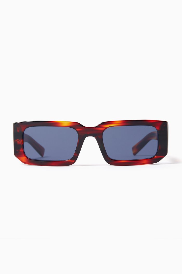 

Rectangle Tortoiseshell Sunglasses in Acetate, Brown
