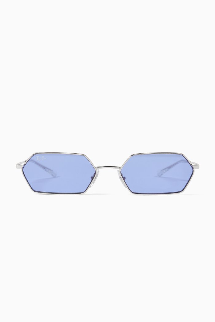 

Hexagonal Flat Sunglasses in Metal, Silver