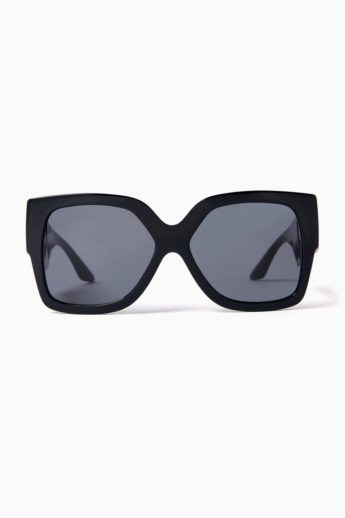 

Greca Rectangle Sunglasses, Black