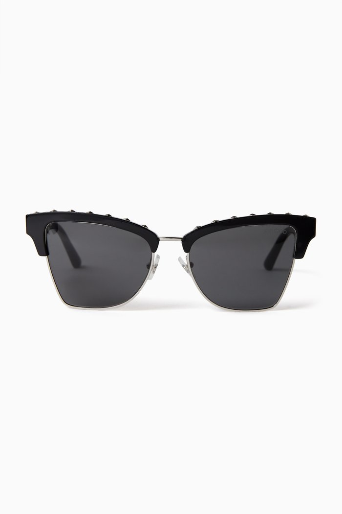 Butterfly Studded Sunglasses in Recycled Acetate, Black