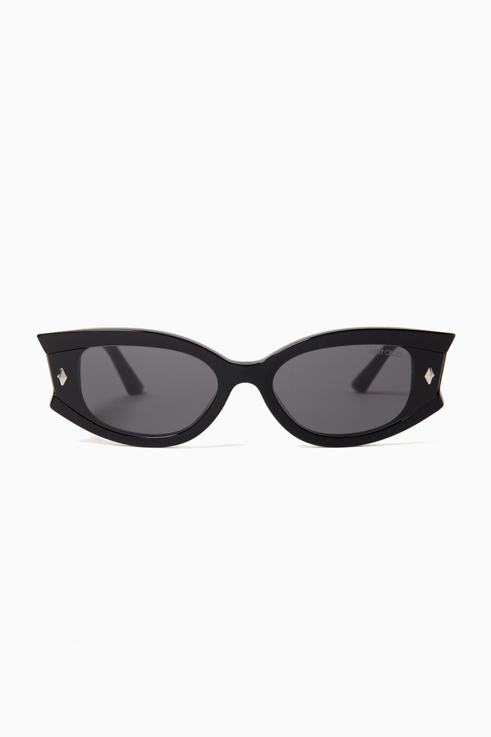 

Oval-shaped Sunglasses in Acetate, Black