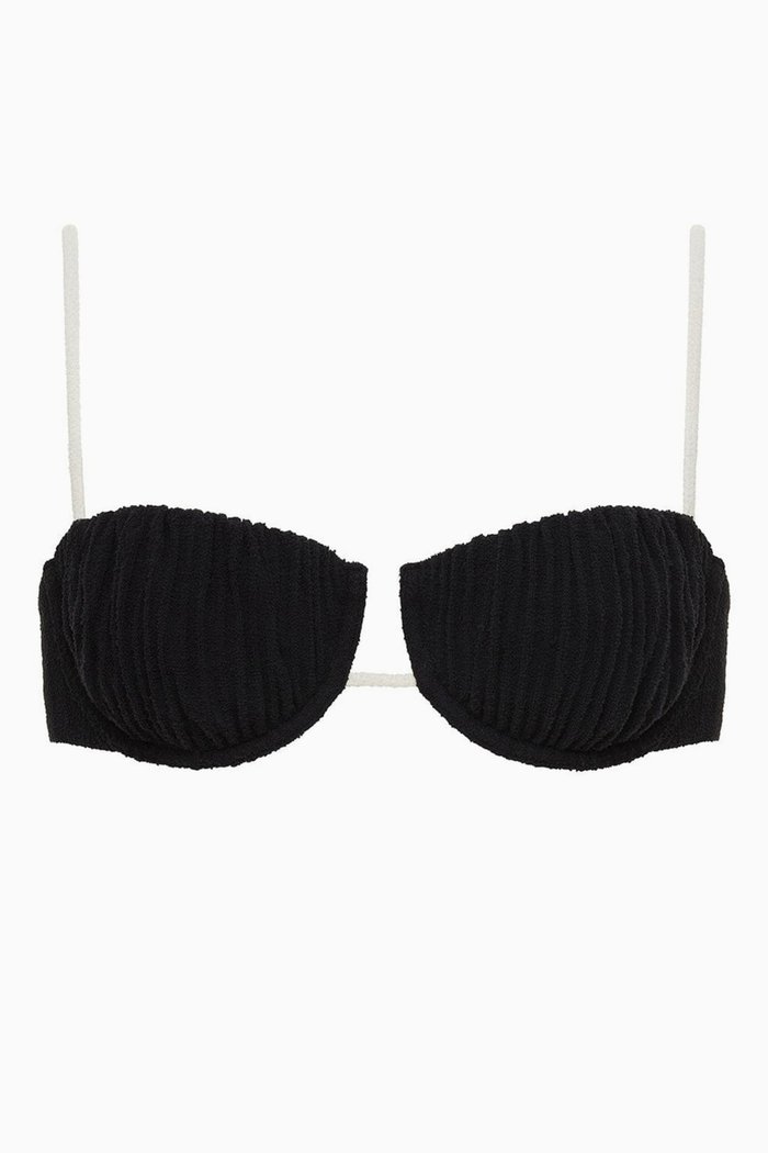 

Petal Bikini Top in Terry Cloth, Black