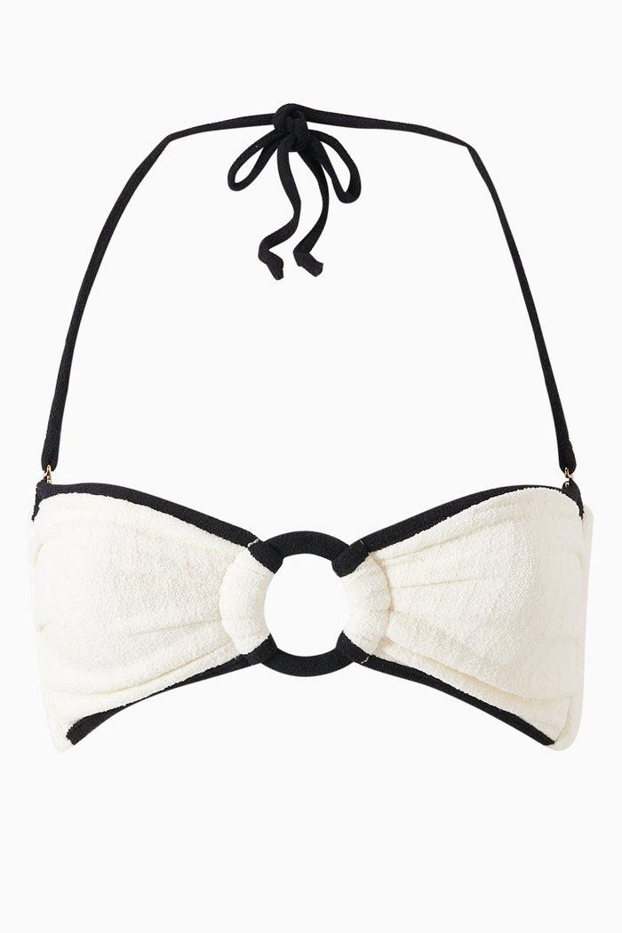 

Tori Ties Bandeau Bikini Top in Terrycloth, Neutral