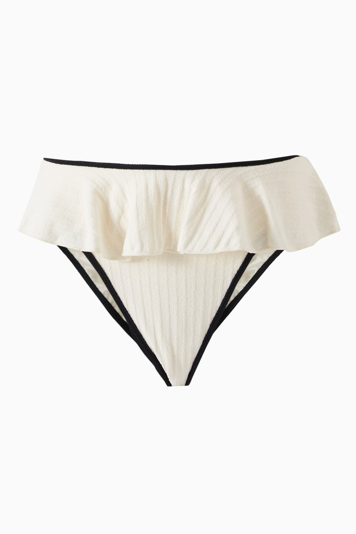 

Tamarindo Ruffle Bikini Briefs in Terrycloth, Neutral